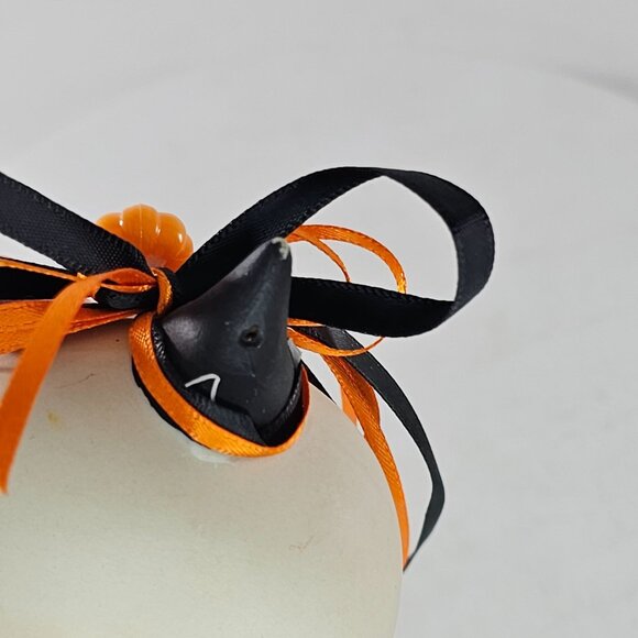 Vintage Hand Painted Halloween Jack O Lantern Wall Decor Ribbons Pumpkin Signed - Picture 5 of 8